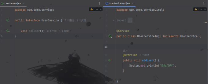 创建Service接口和实现类