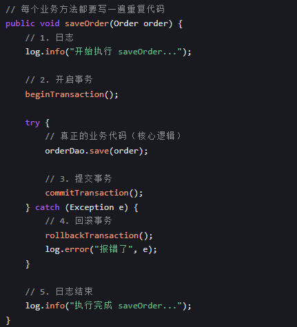 没有使用AOP的代码